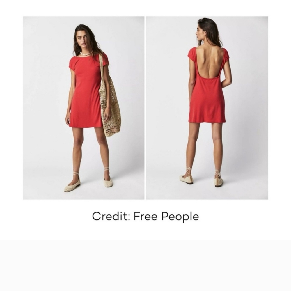 Free People Beach Rosalia Red Open back mini dress NWOT